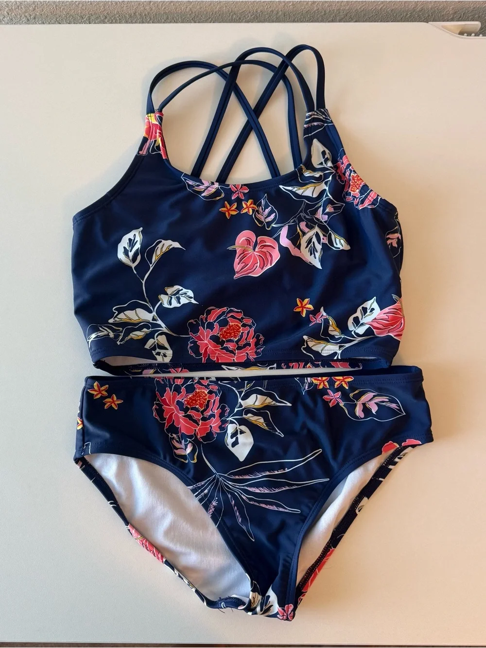 Okami Kids Navy Floral Two-Piece Girls Swimsuit
